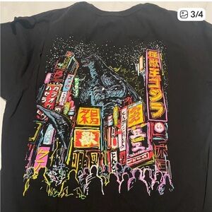 Black Graphic Godzilla City Short Sleeve Tee